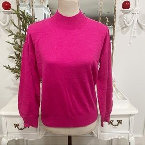 Callahan Knitwear Pink Sweater Mockneck Sz XS Angora Wool Blend Cozy Jewel Tone